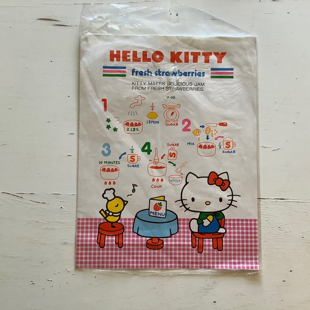 Vintage Sanrio Hello Kitty strawberries recipe book cover - ONE cover only